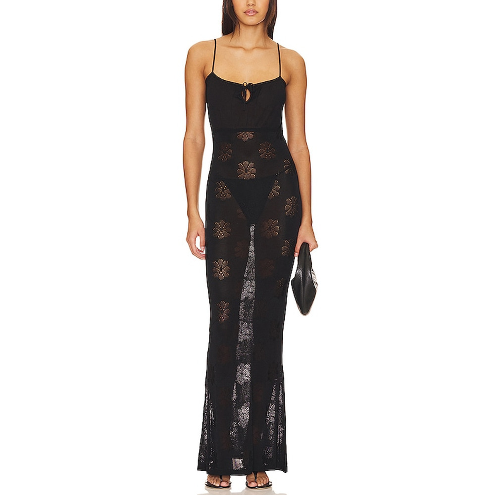 Asta Resort Black 'Cecilia' Floral Sheer Dress Size S